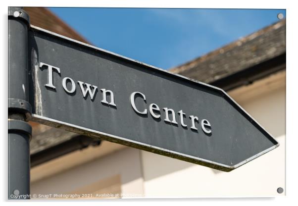 Old vintage town centre arrow shaped sign, pointing the direction Acrylic by SnapT Photography