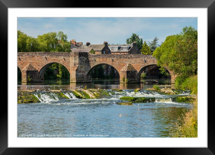 The Devorgilla Bridge, Cauld and River Nith in the centre of Dumfries Framed Mounted Print by SnapT Photography