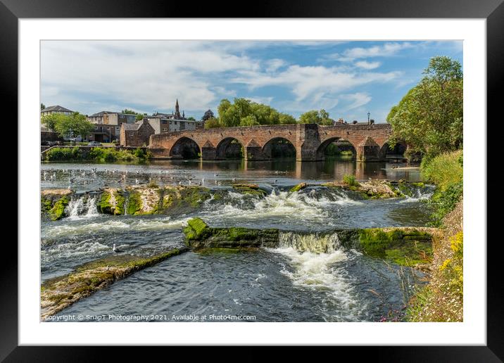 The River Nith flowing over the Caul weir in Dumfries, during summer in Scotland Framed Mounted Print by SnapT Photography