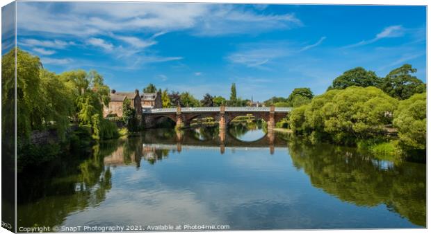 Blue summer sky reflecting on the River Nith in Dumfries Canvas Print by SnapT Photography