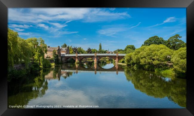 Blue summer sky reflecting on the River Nith in Dumfries Framed Print by SnapT Photography
