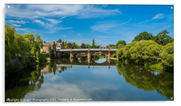Blue summer sky reflecting on the River Nith in Dumfries Acrylic by SnapT Photography