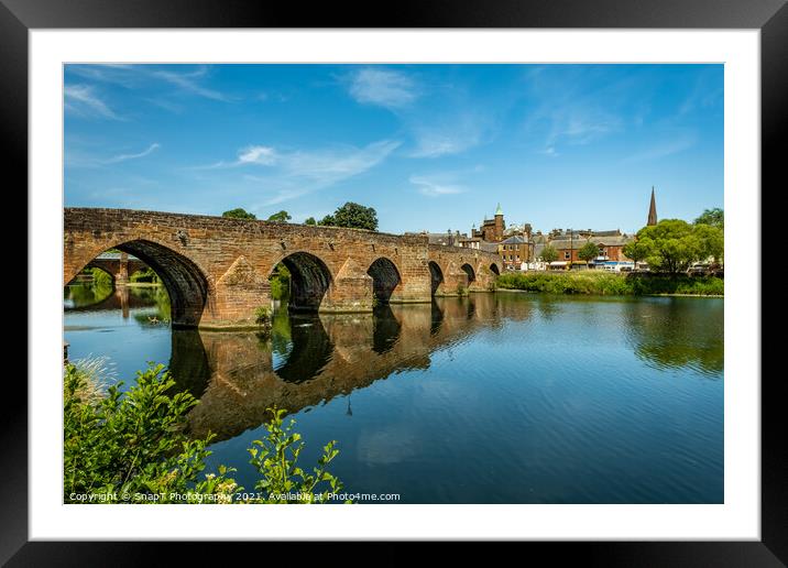 The Medieval Devorgilla Bridge, reflecting on the River Nith Framed Mounted Print by SnapT Photography
