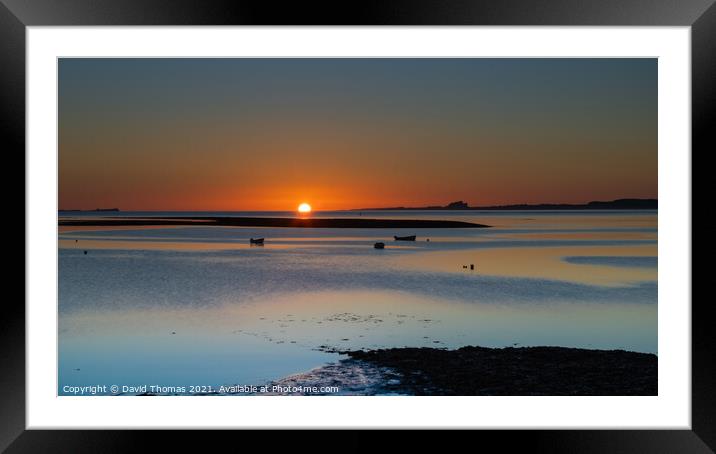 Majestic Sunrise over Lindisfarne Harbour Framed Mounted Print by David Thomas
