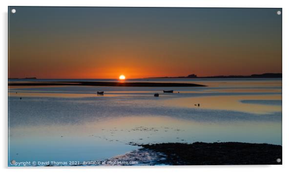 Majestic Sunrise over Lindisfarne Harbour Acrylic by David Thomas