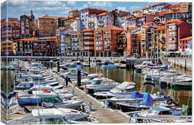 Charming Quayside in Bermeo Canvas Print by Roger Mechan