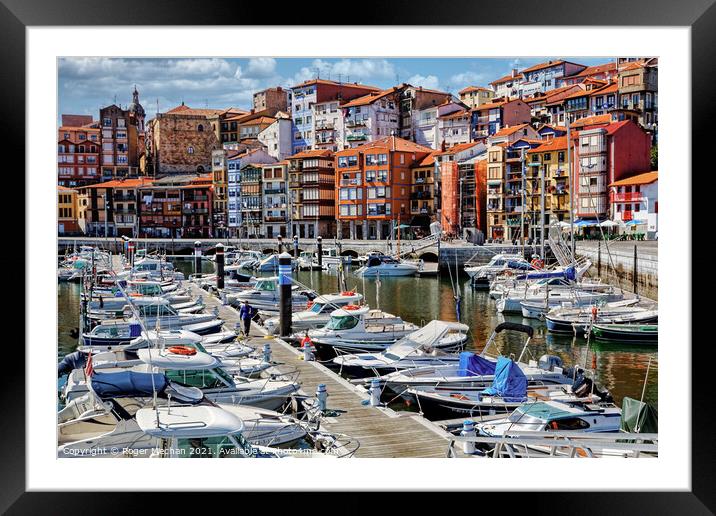 Charming Quayside in Bermeo Framed Mounted Print by Roger Mechan