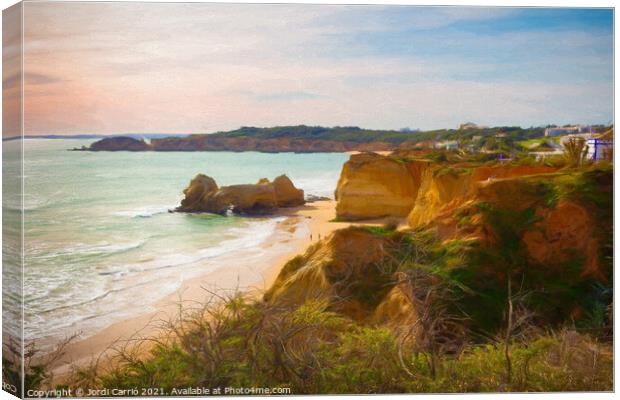 Beaches and cliffs of Praia Rocha, Algarve - 1 - Picturesque Edi Canvas Print by Jordi Carrio