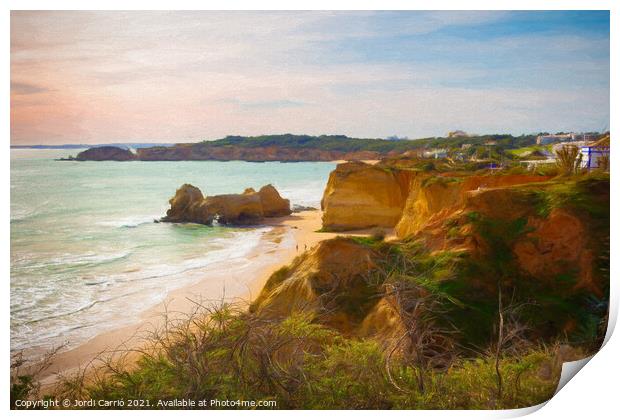 Beaches and cliffs of Praia Rocha, Algarve - 1 - Picturesque Edi Print by Jordi Carrio