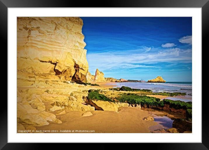 Beaches and cliffs of Praia Rocha, Algarve - 3 - Picturesque Edi Framed Mounted Print by Jordi Carrio