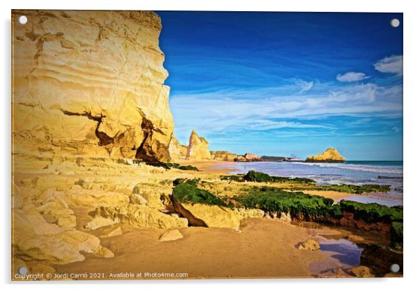 Beaches and cliffs of Praia Rocha, Algarve - 3 - Picturesque Edi Acrylic by Jordi Carrio