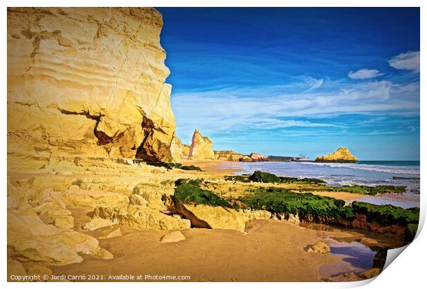 Beaches and cliffs of Praia Rocha, Algarve - 3 - Picturesque Edi Print by Jordi Carrio