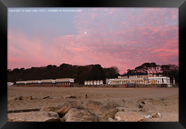 A Colourful Sunrise at Branksome Chine Beach Framed Print by paul cobb