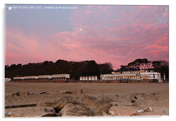 A Colourful Sunrise at Branksome Chine Beach Acrylic by paul cobb