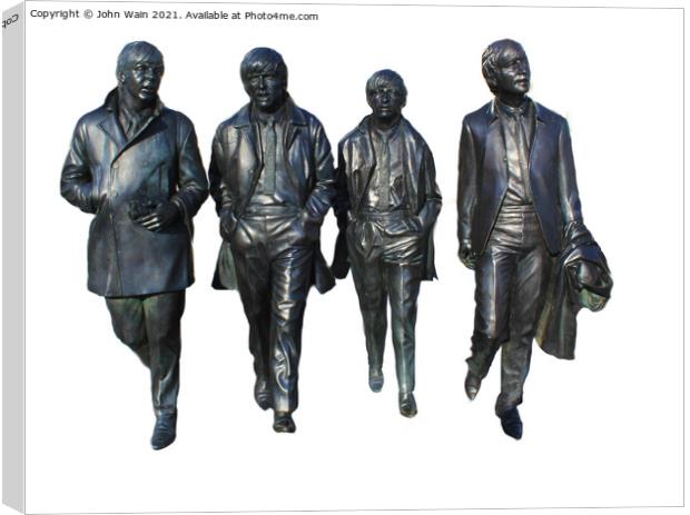 Pier head Beatles Statues (Digital Art) Canvas Print by John Wain