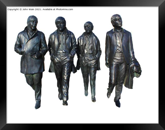 Pier head Beatles Statues (Digital Art) Framed Print by John Wain