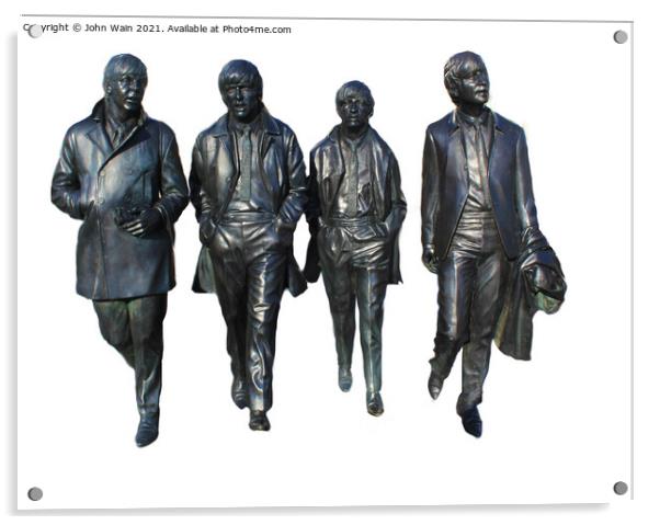 Pier head Beatles Statues (Digital Art) Acrylic by John Wain