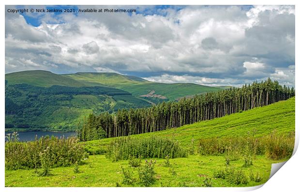 Waun Rydd from Bwlch y Waun Brecon Beacons Print by Nick Jenkins