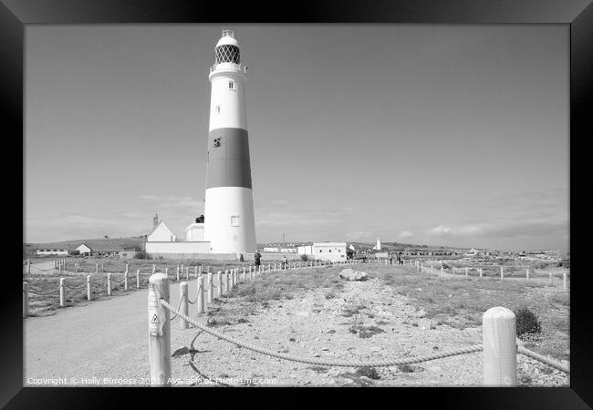 Portland Bill taken black and white area of Dorset land mark still working  Framed Print by Holly Burgess
