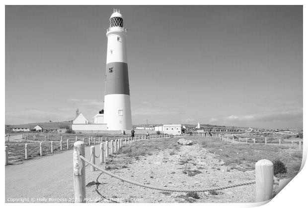 Portland Bill taken black and white area of Dorset land mark still working  Print by Holly Burgess