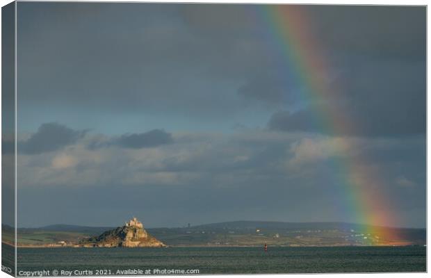 Mount's Bay Rainbow Canvas Print by Roy Curtis