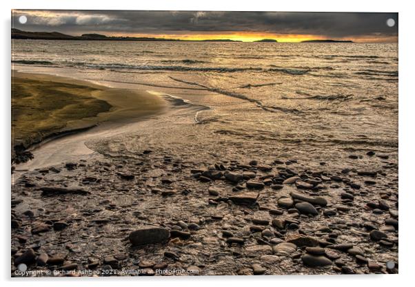 Shetland Quendale stream reaches beach Acrylic by Richard Ashbee