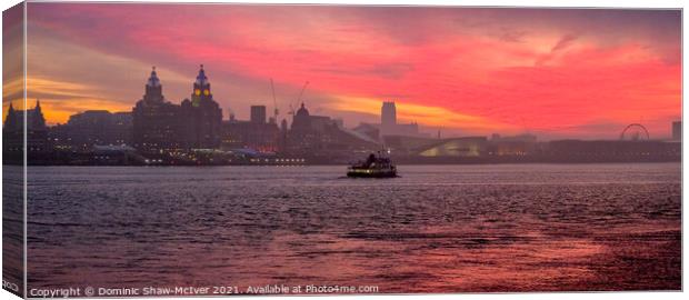 Misty Sunrise on Liverpool Waterfront Canvas Print by Dominic Shaw-McIver