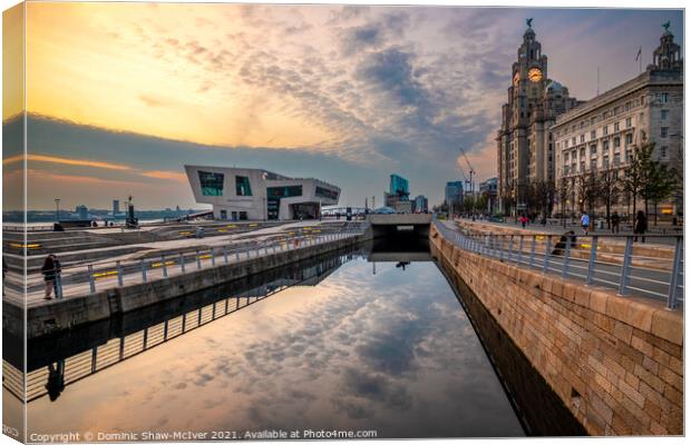A Golden Sunset at Liverpool's Pier Head Canvas Print by Dominic Shaw-McIver
