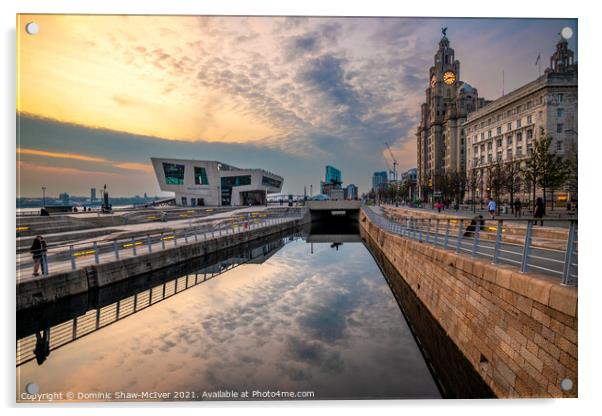 A Golden Sunset at Liverpool's Pier Head Acrylic by Dominic Shaw-McIver