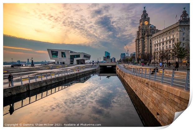 A Golden Sunset at Liverpool's Pier Head Print by Dominic Shaw-McIver