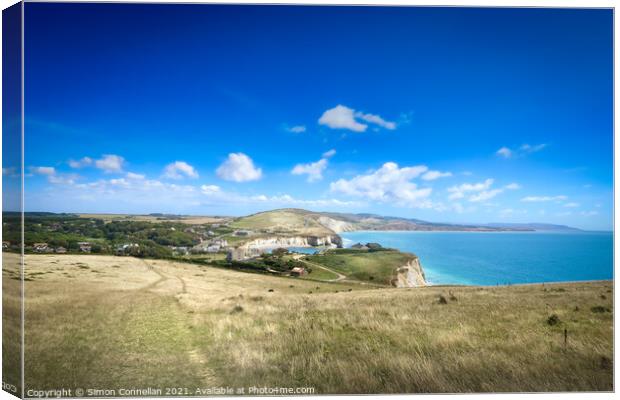 freshwater bay Isle of Wight coast Canvas Print by Simon Connellan