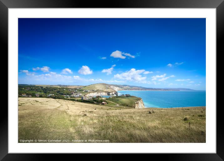freshwater bay Isle of Wight coast Framed Mounted Print by Simon Connellan