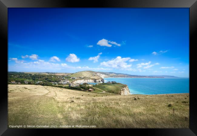 freshwater bay Isle of Wight coast Framed Print by Simon Connellan