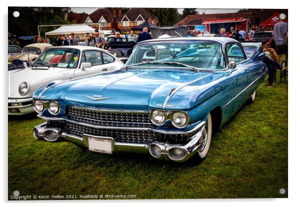 A blue 1959 Cadillac Eldorado Biarritz. Acrylic by Kevin Hellon