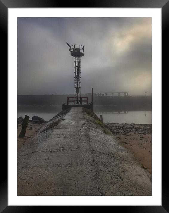 River Neath lookout tower and platform in the fog Framed Mounted Print by HELEN PARKER