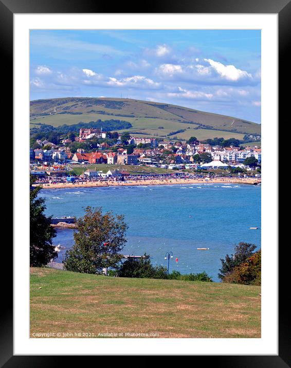 Bay and beach in portrait, Swanage, Dorset, UK. Framed Mounted Print by john hill