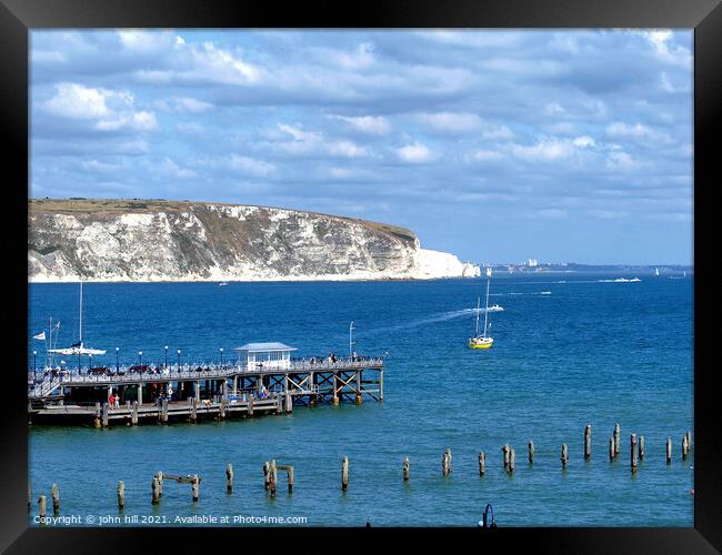 Old  & New piers, Swanage, Dorset. Framed Print by john hill