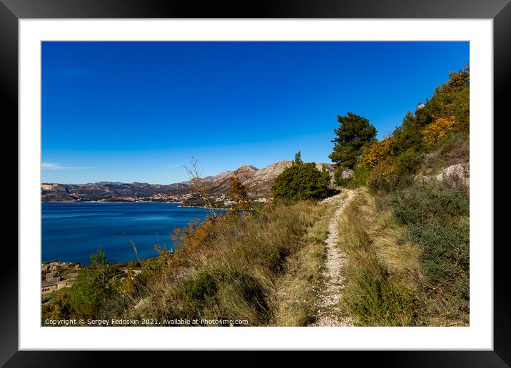 Ecological stone trail along the rocky coast of Mediterranean sea. Croatia Framed Mounted Print by Sergey Fedoskin