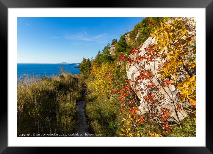 Ecological stone trail along the rocky coast of Mediterranean sea. Croatia Framed Mounted Print by Sergey Fedoskin