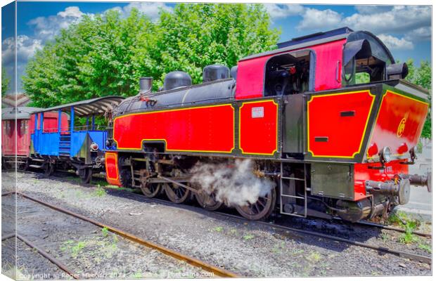 Scarlet Steam Train in French Countryside Canvas Print by Roger Mechan