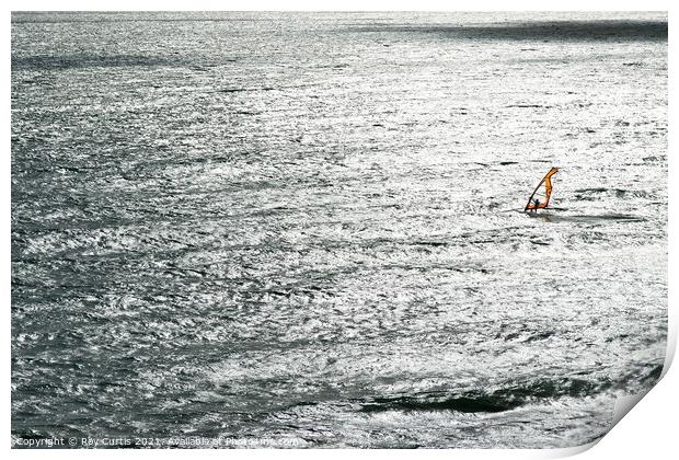 Lone Wind Surfer Print by Roy Curtis