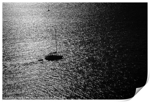 St Mawes sail boat silhouette Print by Chris Rose