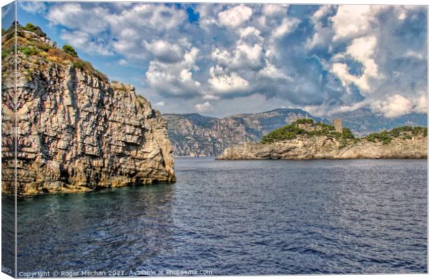 Castle Cliffs of Amalfi Canvas Print by Roger Mechan