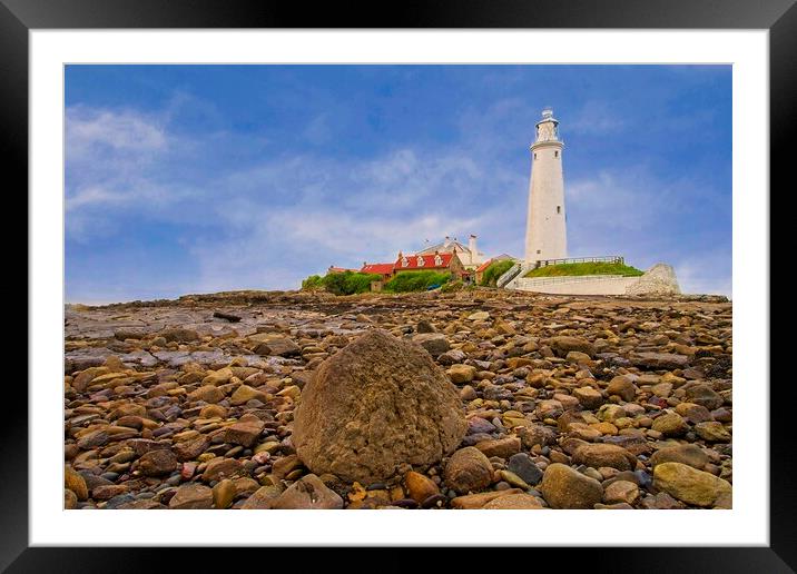 Whitley Bay Lighthouse on St. Mary's Island Framed Mounted Print by Martyn Arnold