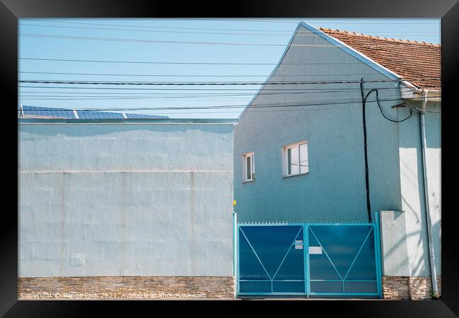Blue house exterior Framed Print by Sanga Park