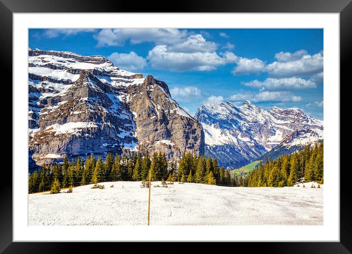 Awe-inspiring Swiss Alps Trio Framed Mounted Print by Roger Mechan