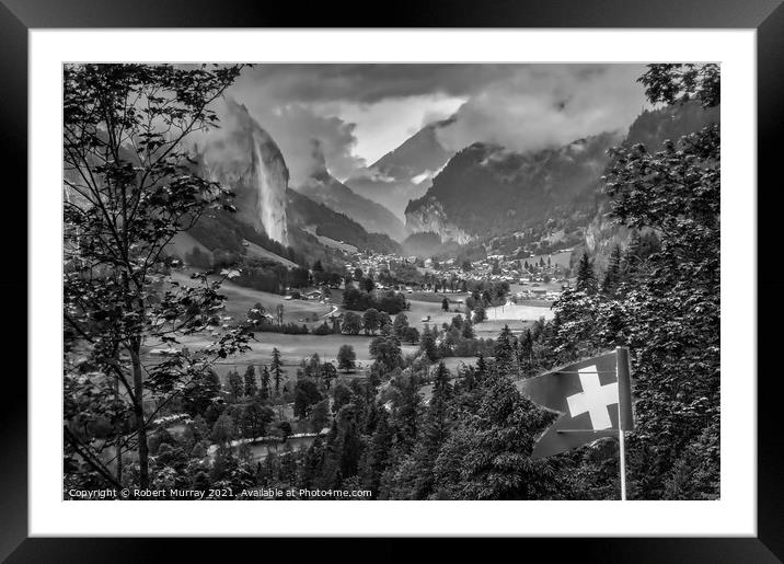 Lauterbrunnen Valley, Switzerland, Monochrome. Framed Mounted Print by Robert Murray