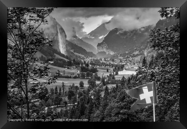 Lauterbrunnen Valley, Switzerland, Monochrome. Framed Print by Robert Murray