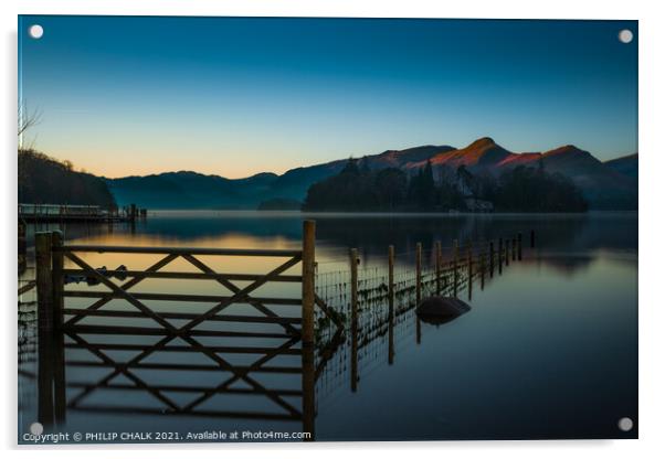 Derwent water sunrise is Keswick 652 Acrylic by PHILIP CHALK