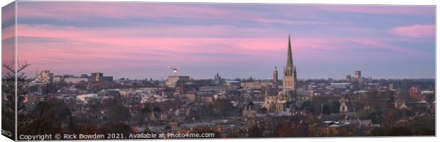 Pink Sky over Norwich Canvas Print by Rick Bowden